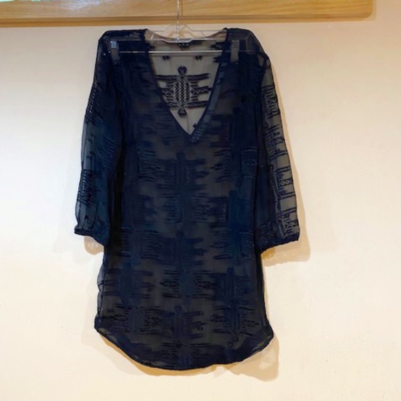 Rachel Mara Embroidered Chiffon Silk Top / Tunic - Picture 1 of 6